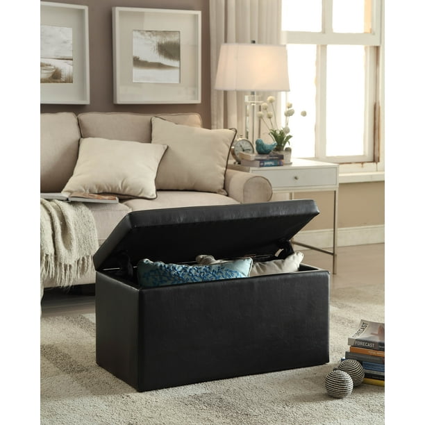 Better Homes & Gardens 30inch Hinged Storage Ottoman, Black