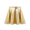 thumbnail image 2 of JanJean Girls Metallic Skater Skirt Athletic Shiny Holographic Flared Pleated Dance A-Line Mini Skort Gold 12, 2 of 7