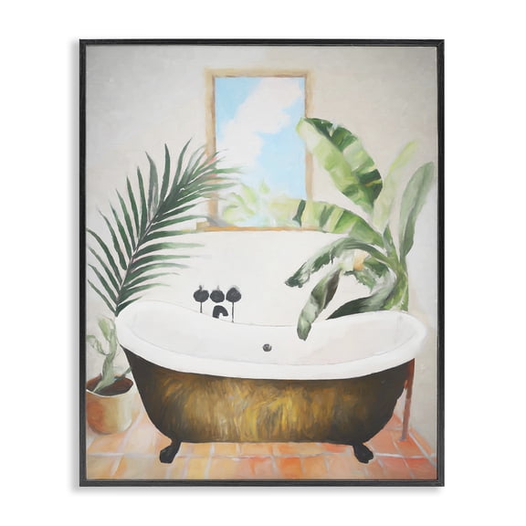 Stupell Industries Southwestern Tub with Tropical Plants Black Framed Giclee Art, 11 x 14, by Ramona Murdock