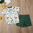 thumbnail image 2 of Hirigin Toddler Baby Boy Summer Outfits12M 18M  2T 3T 4T 5T Clothes Kids Cartoon Animal Print  Short Sleeve Button Down Shirt  Shorts Set, 2 of 7