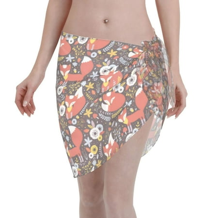 Coaee Foxes Women s Short Sarongs Beach Wrap Sheer Bikini Wraps Chiffon Cover Ups for Beach  Swimming  Holiday
