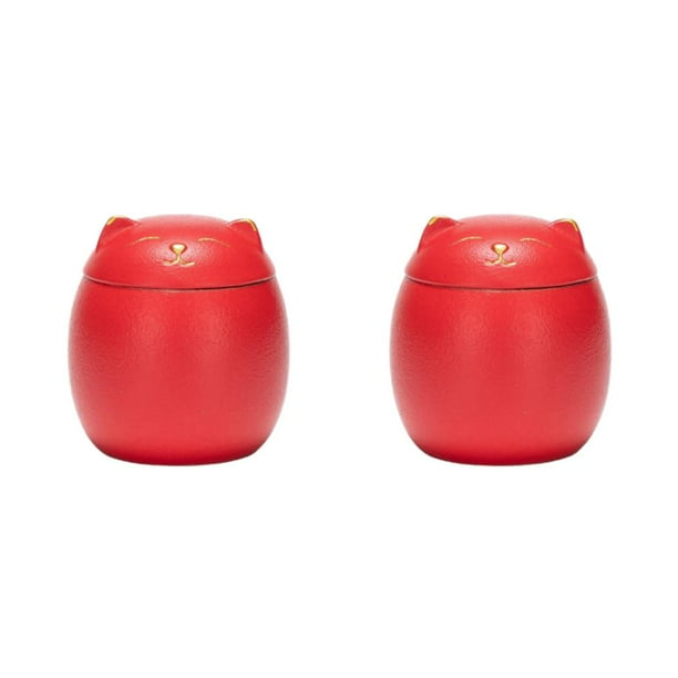 Botes de cerámica Naiovety Forma de gato 500ml rojo 2Conjunto