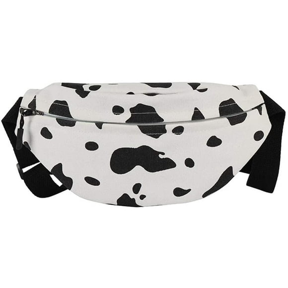 Women Cartoon Cow Print Waist Bag Fanny Pack Pouch Canvas Sport Belt Hip Chest Crossbody Shoulder Purse