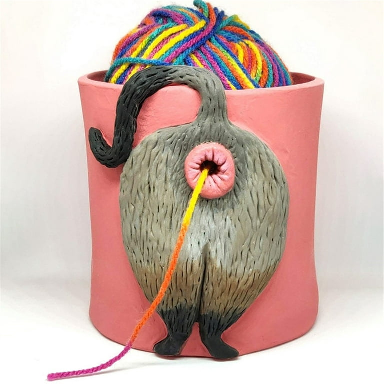 New Cute Cat Butt Yarn Bowl Decorations Knitting Yarn Bowl Crochet