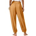 thumbnail image 5 of Zjunqe Summer Lightweight Gauze Linen Pants for Women Smocked High Waisted Wide Leg Flowy Bootcut Trousers Business Casual Pant Relaxed Fit Yoga Lounge Harem Pants Loose Fit Jogger Pants Yellow Xxl, 5 of 6