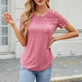 thumbnail image 4 of DDAPJ pyju Womens Lace Short Sleeve Tops Dressy Casual Blouses Pleated Work Dressy Shirts Holiday Outfits Prime Sales of The Day Pink XL, 4 of 8