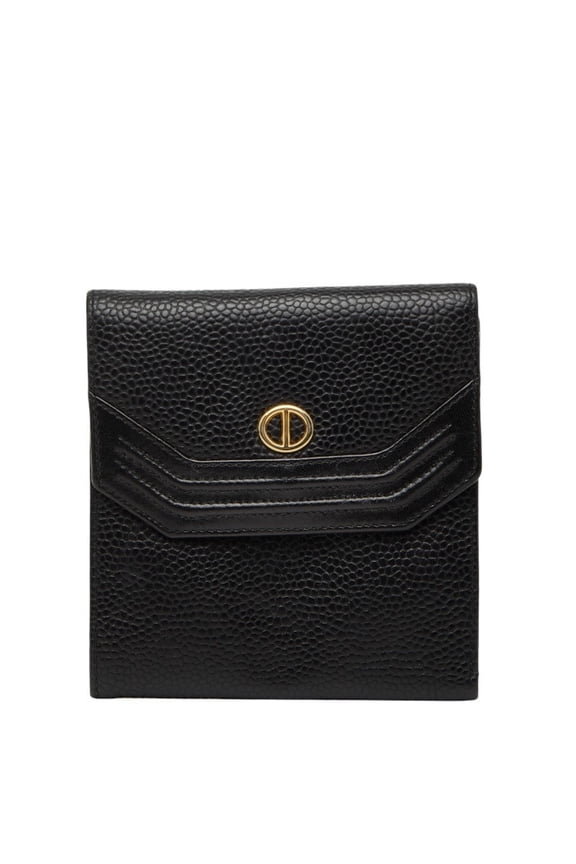 Pre-Owned Christian Dior Dior tri-fold wallet in black leather for women (Good)