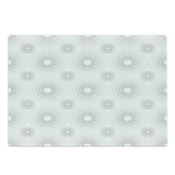Grey Cutting Board, Spiral Contoured Diagonal Circular Small and Large Lines Gradient Sketchy Design Print, Decorative Tempered Glass Cutting and Serving Board, Large Size, White, by Ambesonne