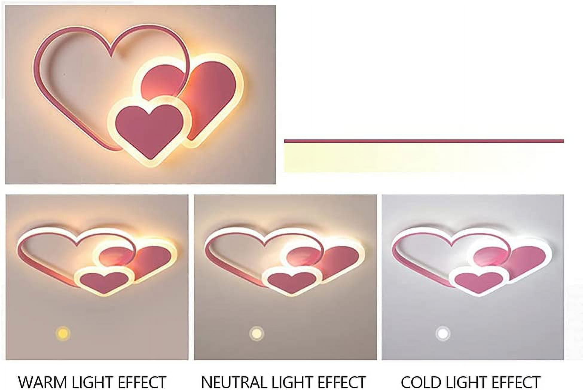 Miumaeov Modern Acrylic Ceiling Light Children's Room Love Close to Ceiling Light Fixture Bedroom White LED Flush Mount Ceiling Light Pink