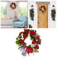 thumbnail image 2 of Fall Wreath Red Geranium Flower Wreath Spring/Summer Front Door Spring Flower Wreath Home Decoration Fall Wreaths for Front Door, 2 of 6