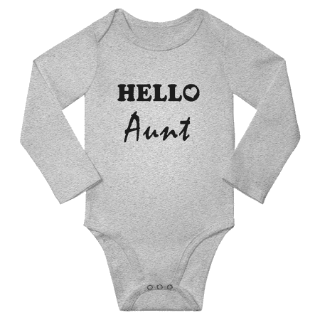 

Hello Aunt Funny Baby Long Sleeve One-pieces Boy Girl Unisex (Gray 18-24M)