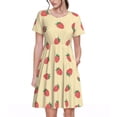 thumbnail image 1 of Easygdp Strawberries para Vestido Transpirable de Mujer, Vestido Suelto de Manga Corta con Pliegues y Bolsillos para el Verano, 1 of 6