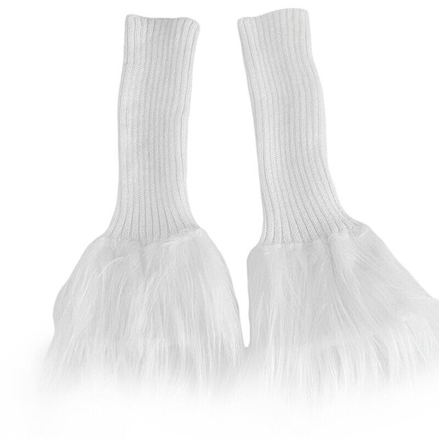 Calcetines de pantorrilla para mujer, calentadores de piernas de retales de felpa peluda larga de Color sólido brillante de punto