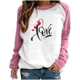 thumbnail image 1 of Virmaxy Chandail en Molleton à Manches Longues pour Femmes Saint-Valentin Motif Cœur Color Block Mode Imprimé T-Shirt Blouse Manches Longues Col Rond Tops Décontractés Chandail en Molleton Rose-I m, 1 of 4