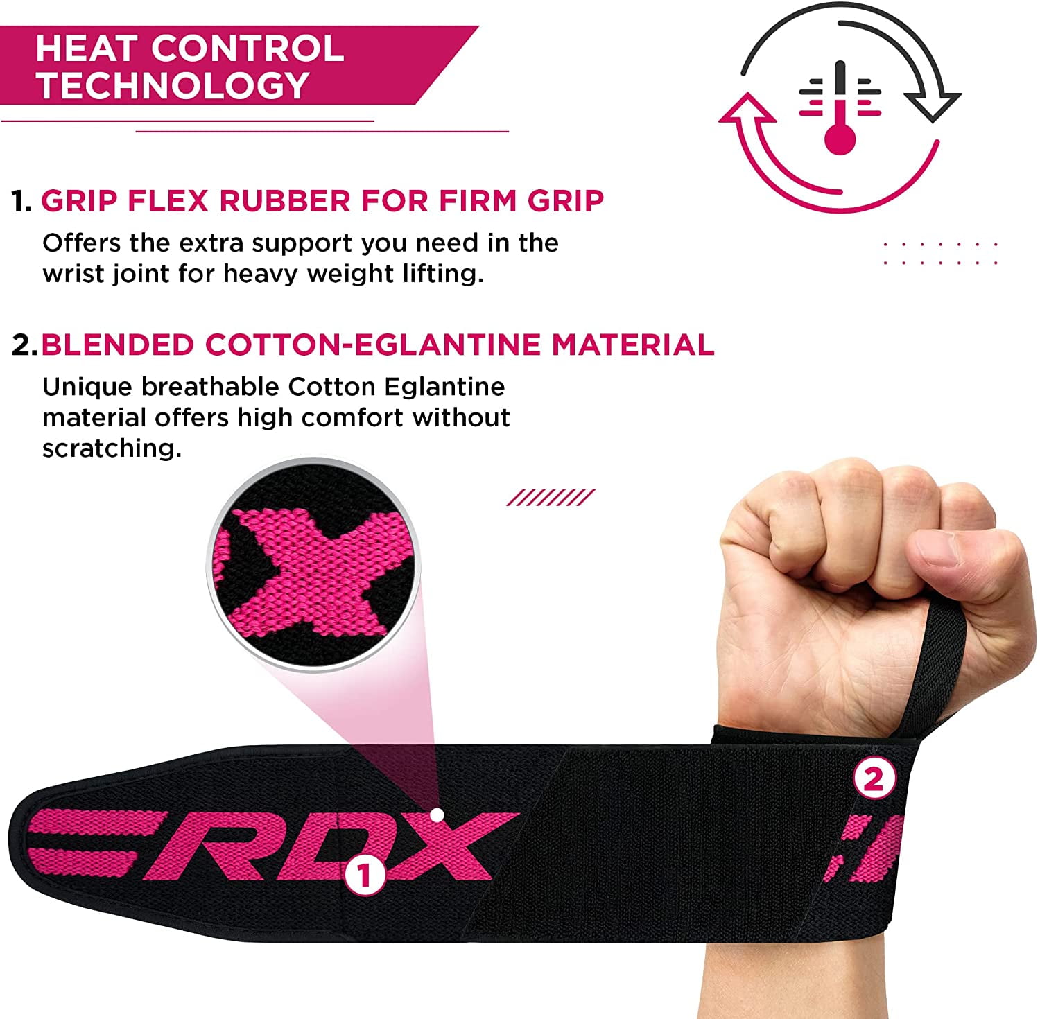 Gymnastics Calisthenics Elasticated Pro 18” Cotton Straps IPL USPA Approved Powerlifting Bodybuilding Fitness Strength Gym Training WOD Workout Thumb Loop RDX Weight Lifting Wrist Support Wraps 