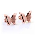 thumbnail image 3 of Silver/Gold/Rose Gold Frosted Butterfly Ear Studs Stainless Steel Women Earrings, 3 of 8