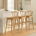 thumbnail image 6 of EYYTHUNG Farmhouse Wooden Barstool 24-Inch Counter Height Stools with Ergonomic Curved Back & Solid Wood Base, Rustic Kitchen Bar Chair Set of 3, Natural Oak, 6 of 8