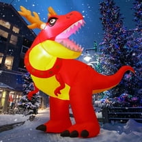 GOOSH Christmas Inflatables 6 FT Christmas Dinosaur Inflatable with Built-in LEDs, Dinosaur Christmas Inflatable Blow up Dinosaur Christmas Inflatables, Outdoor Christmas Decorations for Xmas Holiday