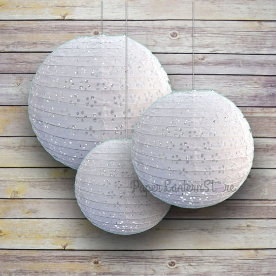 Quasimoon 6 8 10 White Eyelet Lace Look Round Paper Lanterns Even Quasimoon 6 8 10 White Eyelet Lace Look Round Paper Lanterns Even Ribbing 3 Pack Cer By Paperlantern