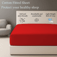 thumbnail image 3 of Amay 100% Organic Cotton California King Fitted Sheet - 500 Thread Count (72"x84") - Ultra Soft, Cooling & Breathable Bed Sheet - Durable Long-Lasting Fabric - (Red, 1 Piece), 3 of 7