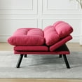 thumbnail image 6 of Memory Foam Futon,Convertible Futon Sofa Bed with Adjustable Armrests,Upholstered Futon Couch Sleeper Sofa for Compact Small Space,Rose Red, 6 of 7