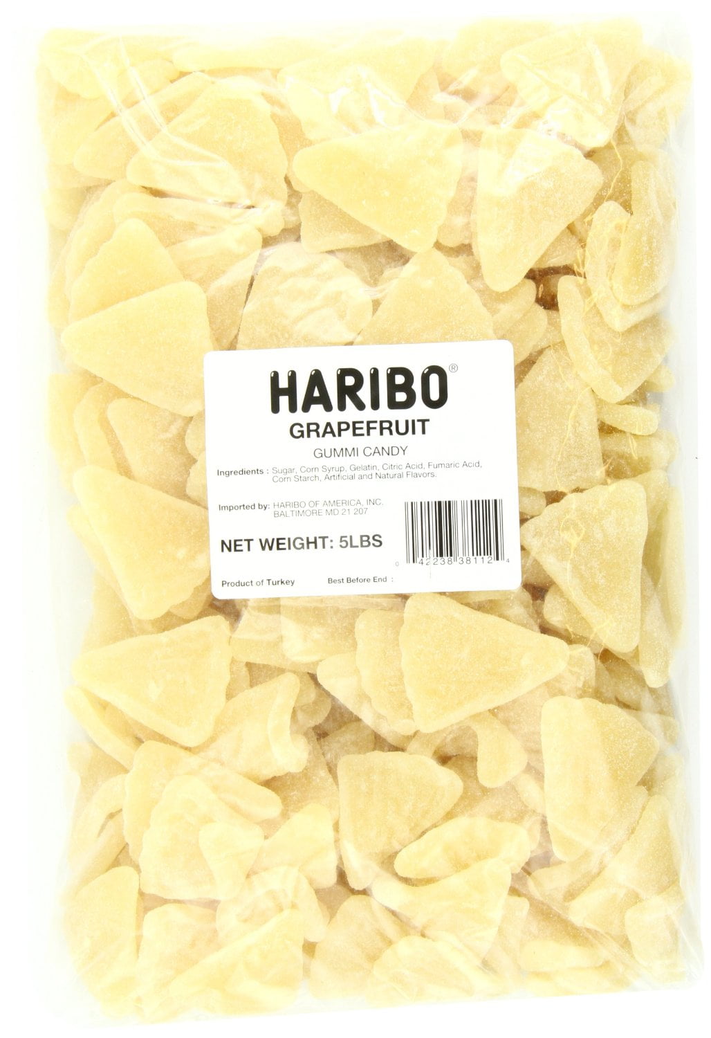 Haribo White Grapefruit Gummi candy bulk 5Lb factory sealed bag