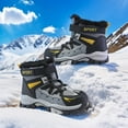 thumbnail image 4 of Winter Hiking Boots for Boys Fashion Kids Insulated Furry Lined Lace up Platform Snow Booties Nonslip Outdoor Athletic Ski Trekking Ankle Boots Yellow 1 Big Kid, 4 of 7