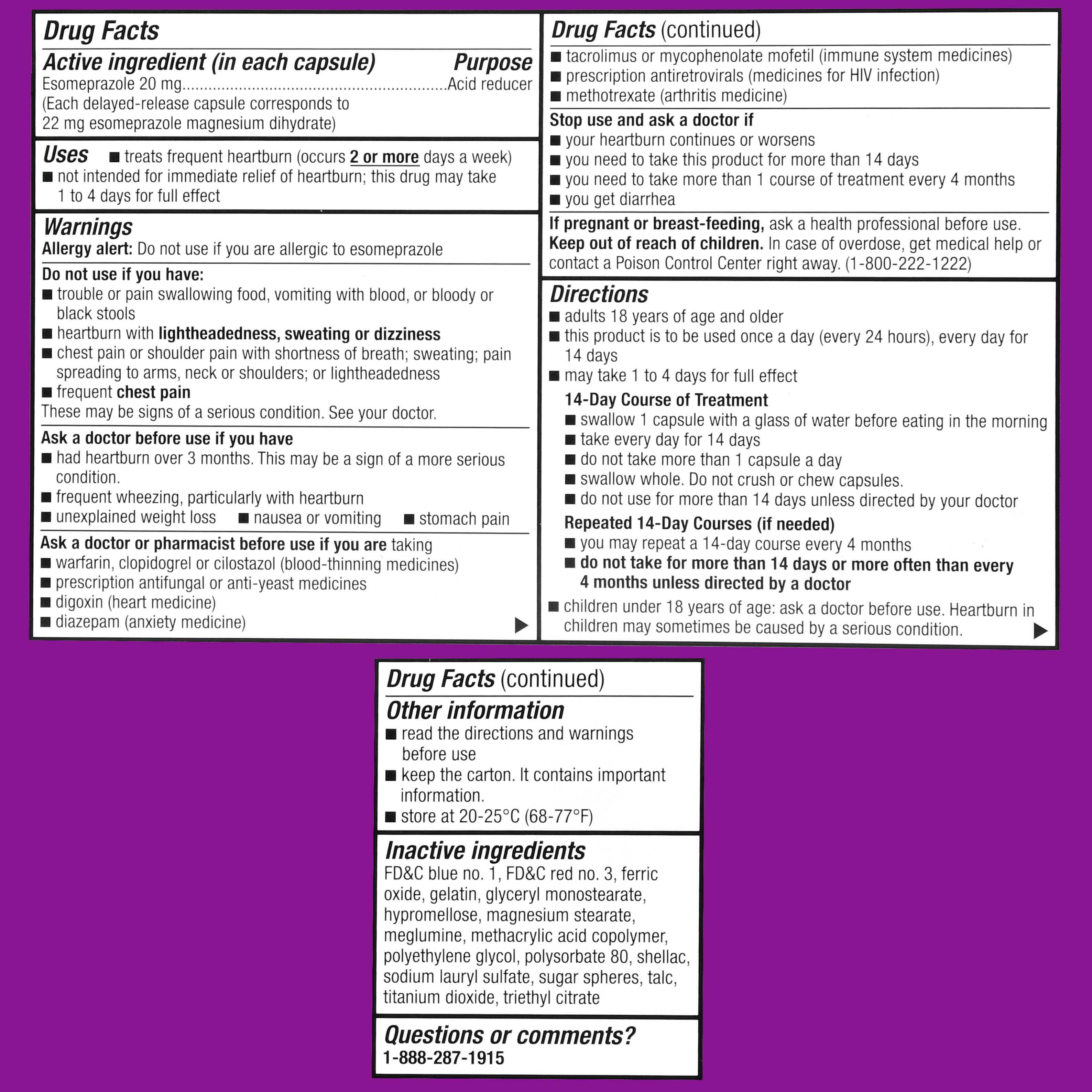 Equate Esomeprazole Magnesium Delayed Release Capsules, 20 mg, Acid Reducer,14 Count