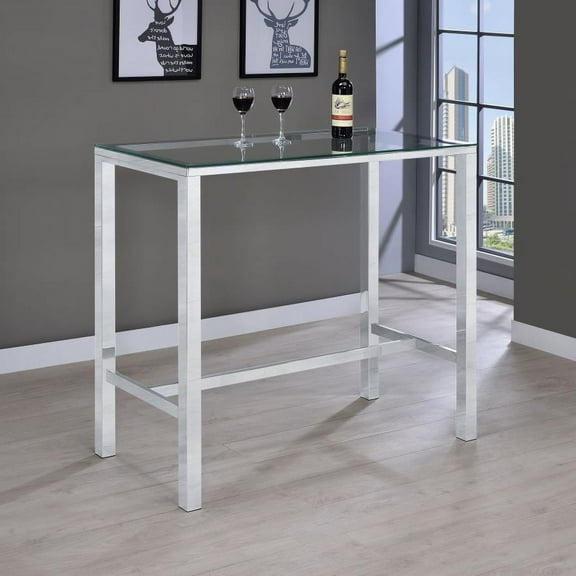 Tyler Bar Table with Glass Top In Chrome