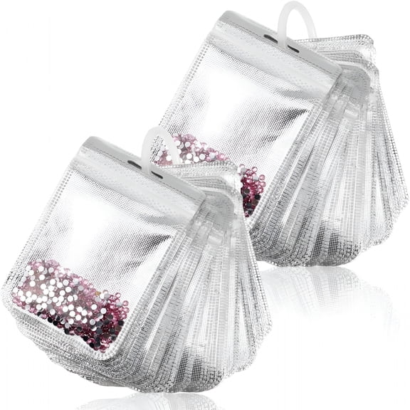XIBUFE 100Pcs Diamond Beads Storage Bags,4.33 X 2.76 Inch Reusable Pouches for Diy Diamond Art Jewelry Earring Painting Storage Accessories,Bead and Gem Organizer for Diy Craft