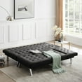 thumbnail image 2 of Reversible Sectional Sofa Sleeper Black Pu With Metal Legs, 2 of 9