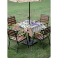 thumbnail image 4 of Outdoor Tablecloth with Umbrella Hole for Patio/Picnic/Party/Camping, Purple Lavender Waterproof Table Cloth Square Cover Washable, Spring Butterfly Daisy Watercolor Gray (54"x 54"), 4 of 8