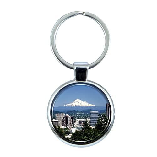 Portland Keychain with Epoxy Dome and Metal Keyring