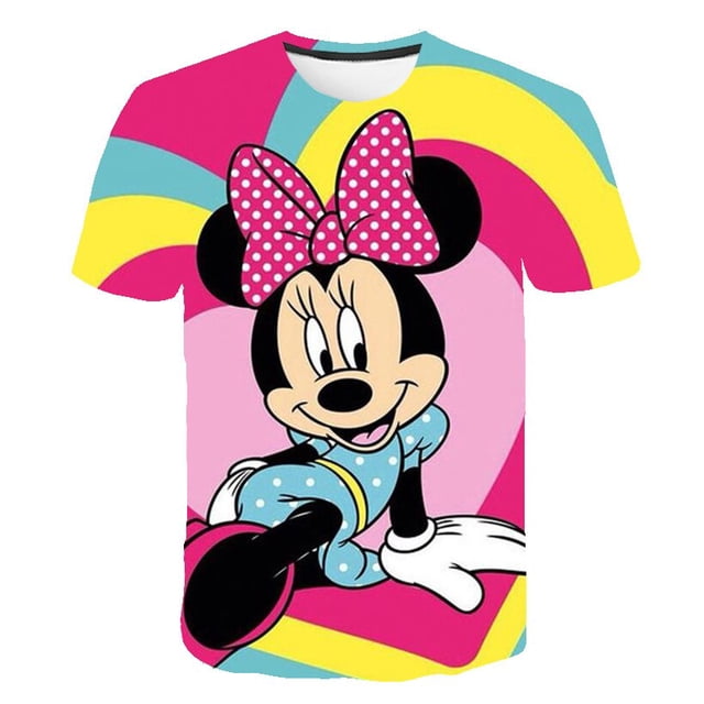 Camiseta niños verano Disney Mickey Mouse dibujos animados Anime 3D estampado niñas ropa manga corta Streetwear niños camisetas 12M Gao Jinjia LED