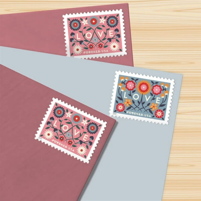 US 5660-61 LOVE 2022 FOREVER STAMPS (PANE SINGLES ATTACHED) BLUE & PINK)  MNH