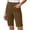 Brown plus size bermuda shorts a1, variant on Cagogo Women Plus Size Bermuda Pants Elastic Waist with Pockets Casual Solid Capri Shorts Loose Fit Summer Lounge Travel Essentials, Purple 4XL