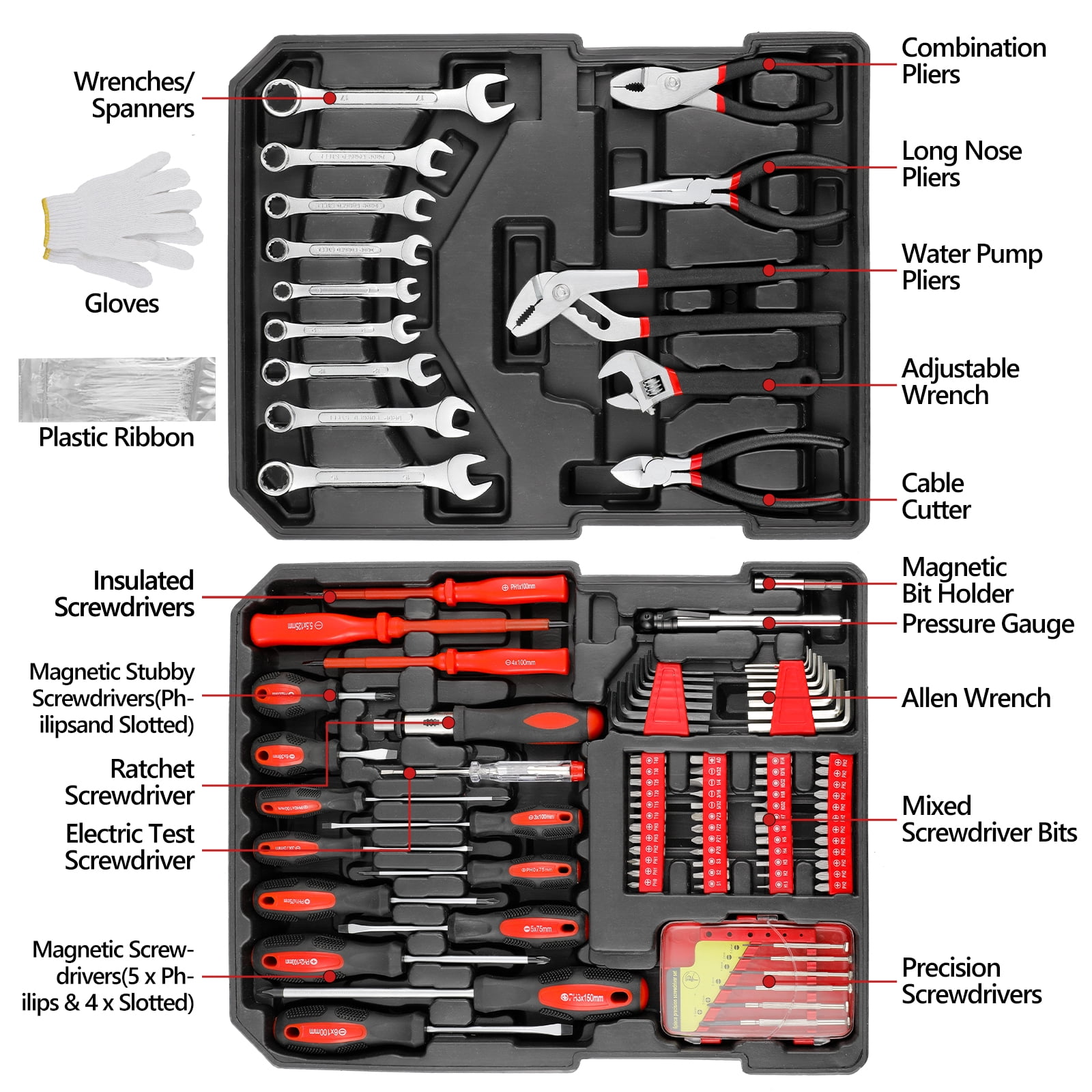 Pirecart 799pcs Mechanic Tool Box Set, with Aluminum Trolley Case,for Home, Dorm,Garage, and Automotive