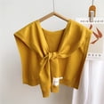thumbnail image 2 of Lovskoo Sweater Shawl Wraps for Women Solid Color Knitted Outwear Shawl Winter Fall Scarf Cape Shoulder Tops Trendy Wrap Yellow Free Size, 2 of 4