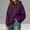 thumbnail image 6 of Women's Warm Hoodies Pullover Casual Comfortable Solid Hoodie Loose Long Sleeve Hooded Sweatshirt Blouse, 6 of 9