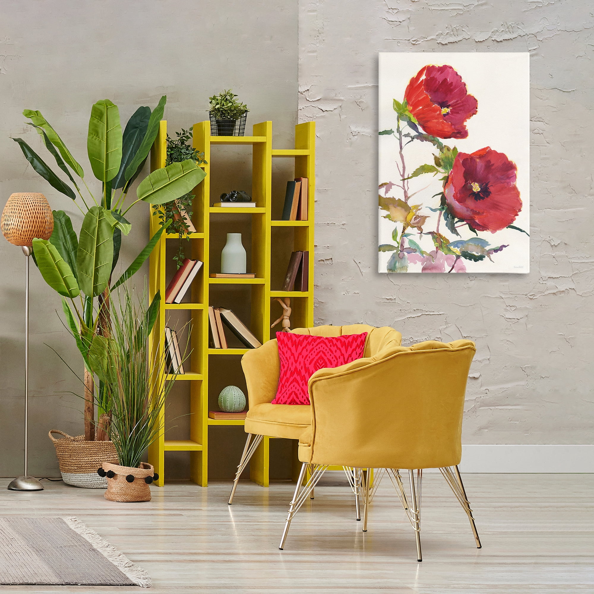Stupell Industries Bold Red Poppies Botanical & Floral Painting Gallery Wrapped Canvas Art Print Wall Art, 24 x 36