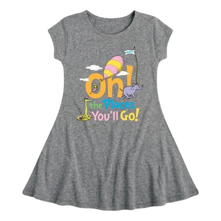 

Dr. Seuss - Oh! The Places You ll Go - Girls Fit And Flare Cap Sleeve Dress