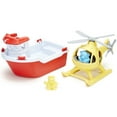 thumbnail image 2 of Green Toys: Rescue Boat & Helicopter Set - Red-Yellow - 2 Animal Figures, Floating Bath Toy Boat, Moving Propellers, Recycled Material, Kid-Toddler 2+, 2 of 12