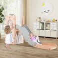 thumbnail image 2 of Costway 6 in 1 L-shaped Toddle Slide for Toddlers Age 1-3 Baby Slide with Basketball Hoop Gray + Pink, 2 of 10