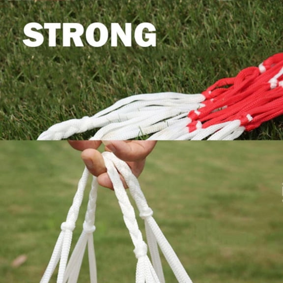 Portable Mesh Sports Ball Bag with Stitching for Outdoor Use, Featuring Red and White Design