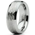 thumbnail image 2 of Metal Masters Mens Tungsten Ring Hammered Wedding Band Silvertone Comfort-fit 8mm, 2 of 4