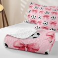 thumbnail image 4 of spefrowx Pink Watercolor Bowknot Twin Quilt Set for Girls, Cartoon Soccer Sports Twin Coverlet Set, 2pcs, 4 of 7