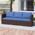 thumbnail image 4 of Costway 3PCS Patio Sectional Sofa Set with Right Arm Sofa & Left Arm Sofa, Soft Cushions Navy + Mix Brown, 4 of 10