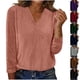 thumbnail image 1 of RKSTN Long Sleeve Shirts for Women Oversized V Neck Regular Fits Plain T Shirts Tops Womens Casual Solid Plus Size Loose Fits Comfy Soft Basic Tee Shirt Fall Spring Clothes, 1 of 7