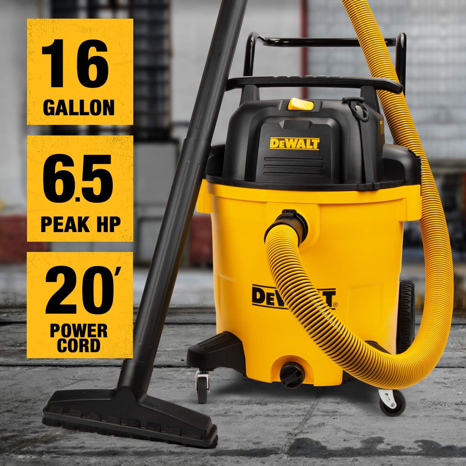 DeWalt 16 gal. Corded Wet/Dry Vacuum 120 volt 6-1/2 hp Yellow