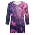 thumbnail image 5 of CYMMPU Vintage Floral Printed 3/4 Length Sleeve Shirts Summer Fall Business Work Blouses Fashion Tunic Tops Basic Tees Crewneck 2025 Clothes for Women Multicolor M, 5 of 5